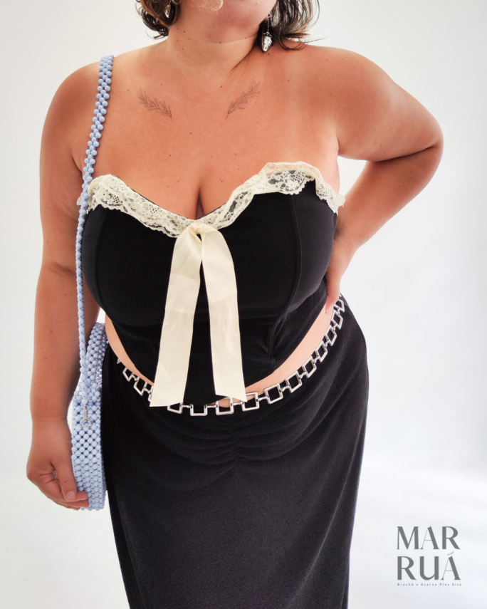 Cropped Preta Renda | 4XL