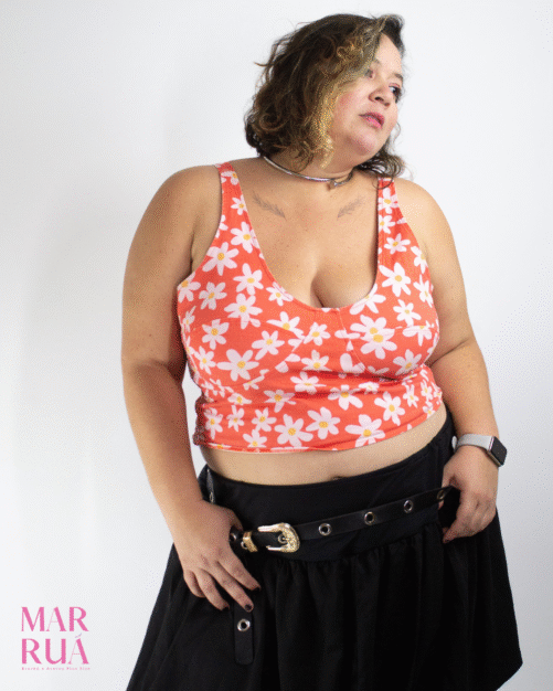 Cropped Floral Coral Sislla | G4
