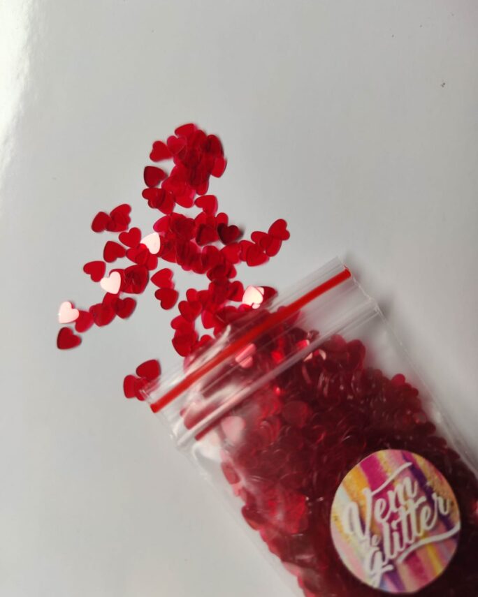 Glitter Mini Corações Vermelhos