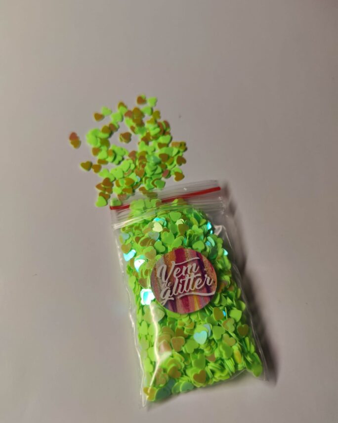 Glitter Mini Corações Verdes